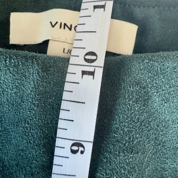 Vince 100% Lamb Leather Suede Forest Green Split Hem Leggings - Picture 10 of 11